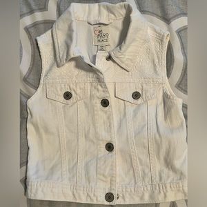 Girls White Denim Vest